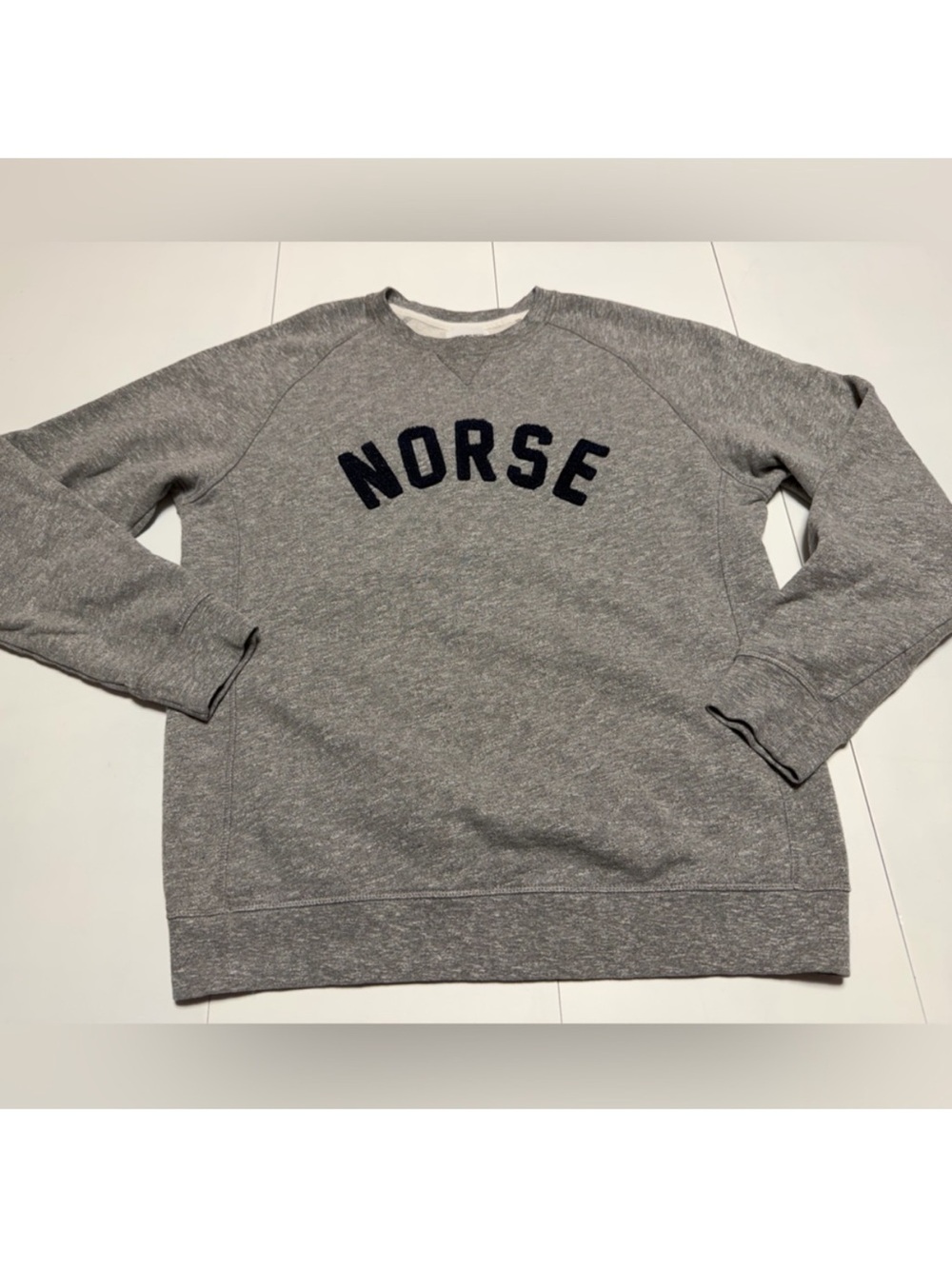 Norse Projects Grey Crewneck with Navy Lettering